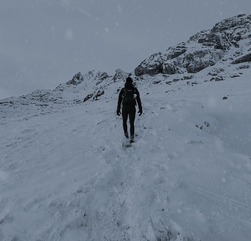 hiking in snow